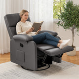 Homall 360° Massage Swivel Rocker Recliner Small Rocking PU Leather Chairs with Side Pockets for Small Spaces