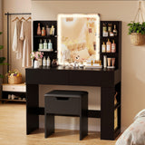 Homall Vanity Desk with Mirror, 3 Modes LED Lights and USB Power Outlet, Makeup Vanity Table with 6 Storage Shelves and 7 Drawers for Dressing Room Bedroom