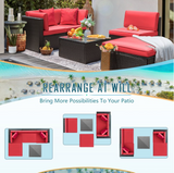 LACOO 5 Pieces Patio Sectional Set PE Rattan Outdoor All-Weather Wicker Conversation Set with Table