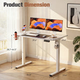 Homall 39.4" Electric Height Adjustable Standing Desk, Sit-Stand Home Office Desk with Cable Management, Cup Holder & Side Hook