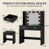 Homall Makeup Vanity Set with Mirro & 3 Modes Lights, Vanity Desk with Stool & Storage Drawers Shelves, Vanity Table with Power Outlet for Bedroom Dressing Room