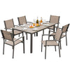 Homall 7 Piece Outdoor Dining Set for 6, Patio Table and Chairs Set with Textilene, Stackable Breathable Mesh Chairs, All-Weather Patio Furniture for Backyard Deck Poolside