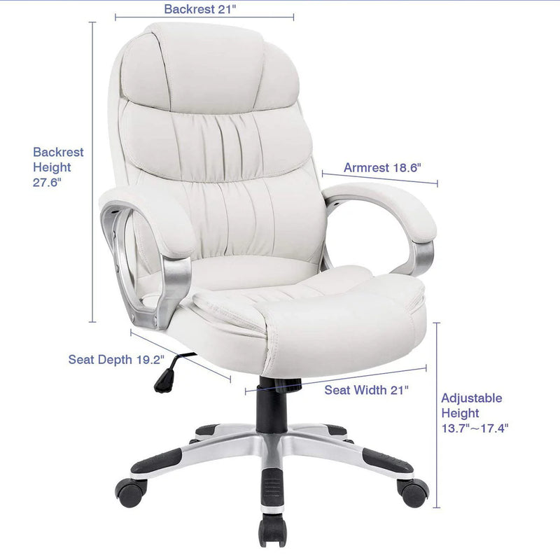 Homall High Back Office Chair, Executive Leather Desk Chair with Padded Armrests Swivel Task Chair with Lumbar Support