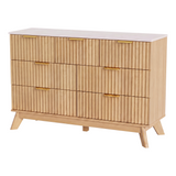 Homall 6 Drawer Double Dresser for Bedroom, Modern Fluted Wide Dresser Chest of Drawers with Marble-Pattern Top, Wood Storage Dresser for Living Room, Entryway,