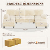 Homall U Shaped Sectional Sofa with Soft Corduroy Sofa Couch with Double Chaise for Apartments,Living Room
