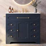 Homall 36'' Bathroom Vanity with Ceramic Sink, Freestanding Bathroom Cabinet with 5 Drawers & 1 Door, Modern Bathroom Vanity