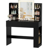 Homall Vanity Desk with Mirror, 3 Modes LED Lights and USB Power Outlet, Makeup Vanity Table with 6 Storage Shelves and 7 Drawers for Dressing Room Bedroom