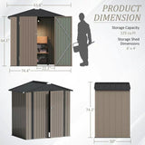 Homall Outdoor Storage Metal Shed for Tool Storage, Outdoor House for Backyard & Garden,Brown