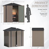 LACOO 4' x 6' Outdoor Storage Metal Shed for Tool Storage, Outdoor House for Backyard & Garden,Brown