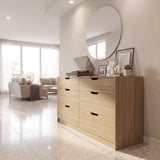 Homall 6 Drawer Double Dresser for Bedroom, Wood Storage Cabinet with Handle-Free Design, Modern Chest of Drawers for Bedroom & Living Room