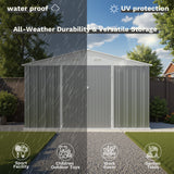 Homall 10' x 8' ft Outdoor Metal Storage Shed with Sloping Roof and Double Lockable Door for Backyard, Gray