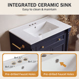 Homall 30'' Bathroom Vanity with Ceramic Sink, Storage Cabinet & Towel Bar, Modern Farmhouse Bathroom Vanity for Small Bathrooms & Powder Rooms