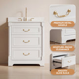 Homall 30" Bathroom Vanity with Countertop Ceramic Sink, 3 Drawers & Side Toilet Paper Holder