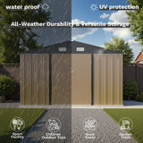 Homall 10' x 8' ft Outdoor Metal Storage Shed with Sloping Roof and Double Lockable Door for Backyard, Brown