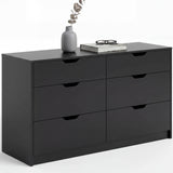 Homall 6 Drawer Double Dresser for Bedroom, Wood Storage Cabinet with Handle-Free Design, Modern Chest of Drawers for Bedroom & Living Room