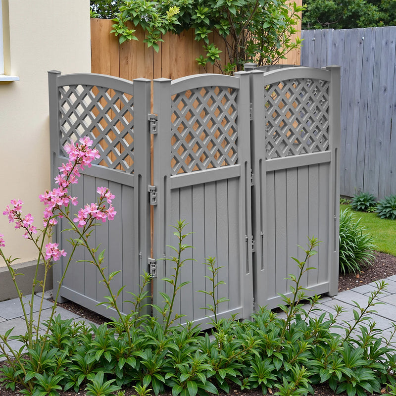 Homall Outdoor Patio 4 Panel Screen Enclosure,Plastic Privacy Screens, Air Conditioner Fence Panels, Trash Can Fence for Garden