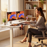Homall 39.4" Electric Height Adjustable Standing Desk, Sit-Stand Home Office Desk with Cable Management, Cup Holder & Side Hook