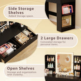 Homall Vanity Desk with Mirror, 3 Modes LED Lights and USB Power Outlet, Makeup Vanity Table with 6 Storage Shelves and 7 Drawers for Dressing Room Bedroom