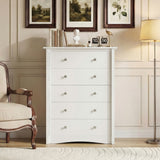Homall 45'' Tall 5 Drawers Wooden Dresser for Bedroom, Modern Storage Chest of Drawers