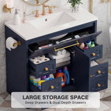Homall 36'' Bathroom Vanity with Ceramic Sink, Freestanding Bathroom Cabinet with 5 Drawers & 1 Door, Modern Bathroom Vanity