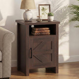 Homall Farmhouse Nightstand Set of 2 with Shelf and Barn Door Wood Modern Beside Tables for Bedroom Living Room, White