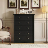 Homall 45'' Tall 5 Drawers Wooden Dresser for Bedroom, Modern Storage Chest of Drawers