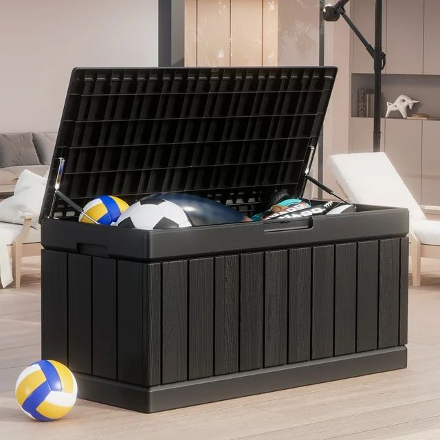 Homall 100 Gallon Large Resin Deck Box Waterproof Outdoor Storage with  Padlock Indoor Outdoor Organization and Storage Container for Patio  Furniture