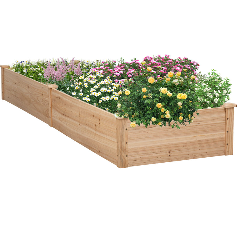Homall Raised Garden Bed 92x22x9in Divisible Wooden Planter Box Outdoor Patio Elevated Garden Box Kit to Grow Flower, Fruits, Herbs and Vegetables for Backyard, Patio, Balcony - Natural