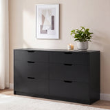 Homall 6 Drawer Double Dresser for Bedroom, Wood Storage Cabinet with Handle-Free Design, Modern Chest of Drawers for Bedroom & Living Room