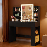 Homall Vanity Desk with Mirror, 3 Modes LED Lights and USB Power Outlet, Makeup Vanity Table with 6 Storage Shelves and 7 Drawers for Dressing Room Bedroom