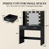 Homall Makeup Vanity Set with Mirro & 3 Modes Lights, Vanity Desk with Stool & Storage Drawers Shelves, Vanity Table with Power Outlet for Bedroom Dressing Room