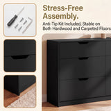 Homall 6 Drawer Double Dresser for Bedroom, Wood Storage Cabinet with Handle-Free Design, Modern Chest of Drawers for Bedroom & Living Room