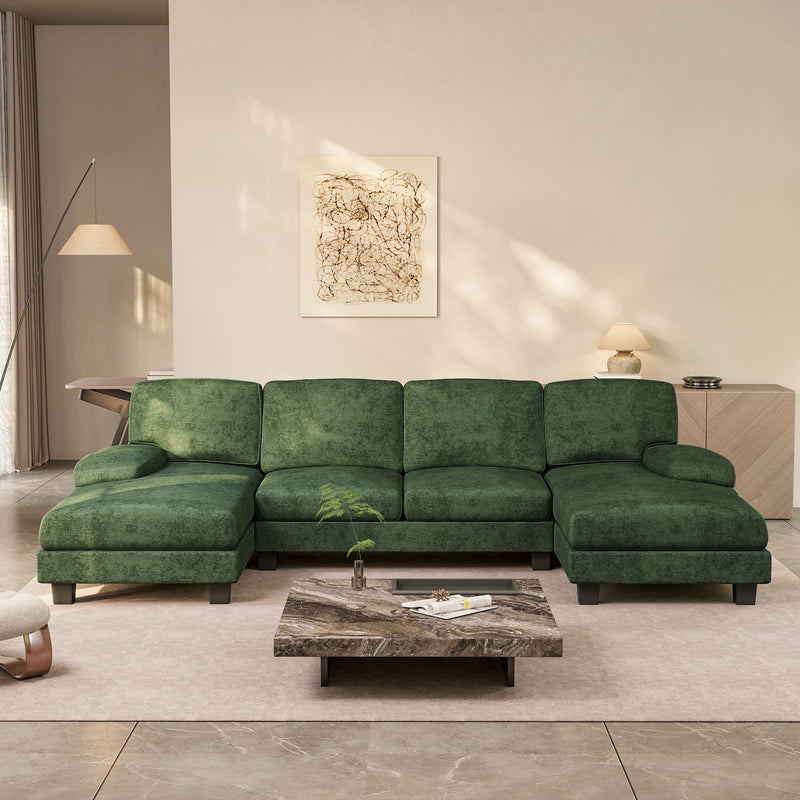 Homall U Shaped Sectional Sofa with Soft Corduroy Sofa Couch with Double Chaise for Apartments,Living Room