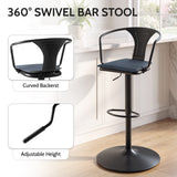 Vyrox Adjustable Bar Stools with Back and Arms, Swivel Metal Bar Chair with Round Base and Footrest, Counter Height Stool