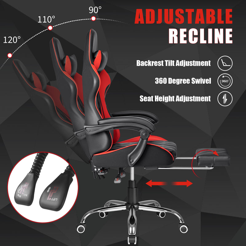 Homall Gaming Chair Massage Office Chair Computer Racing Chair High Back PU Leather Chair with Footrest