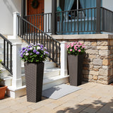 Homall 2-Pack Plastic Planter with Inside Pots, 24" Tall Planter for Indoor Outdoor Use, Rattan pattern Decorative Plastic Pot for Front Porch Containers Patio Deck
