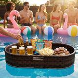 Homall 40×30×7in Rattan Floating Pool Tray Wicker Serving Tray for Food Drinks Floats for Spas Pool Parties