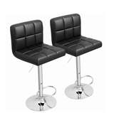 Homall Bar Stools Set of 2 Modern PU Leather Hydraulic Kitchen Counter Square Island Height Adjustable Swivel Barstool with Back