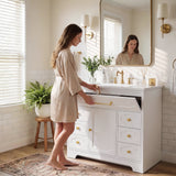 Homall 36'' Bathroom Vanity with Ceramic Sink, Freestanding Bathroom Cabinet with 5 Drawers & 1 Door, Modern Bathroom Vanity