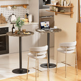 Homall Bistro Pub Table Round Bar Height Cocktail Table Metal Base MDF Top Obsidian Table with Black Leg 23.8-Inch Top, 39.5-Inch Height