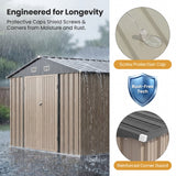Homall, Outdoor Storage Shed Metal 10x12FT Tool Shed Brown for Garden, Garage, Patio & Equipment