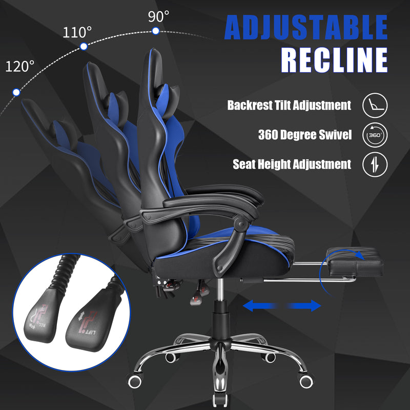 Homall Gaming Chair Massage Office Chair Computer Racing Chair High Back PU Leather Chair with Footrest