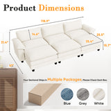 Homall 119" Modular Sectional Sofa with 3 Movable Ottomans, 3-Seat Configurable Cloud Couch for Living Room, Gray