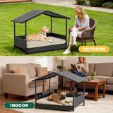 Homall Outdoor & Indoor Rattan Dog Shelter with Removable Cushion, Dog House, Dog Bed with Canopy for Small/Medium Dogs
