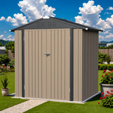 Homall 4' x 6' Mental Outdoor Storage Shed with Sloping Roof and Lockable Door, for Backyard & Garden, Brown