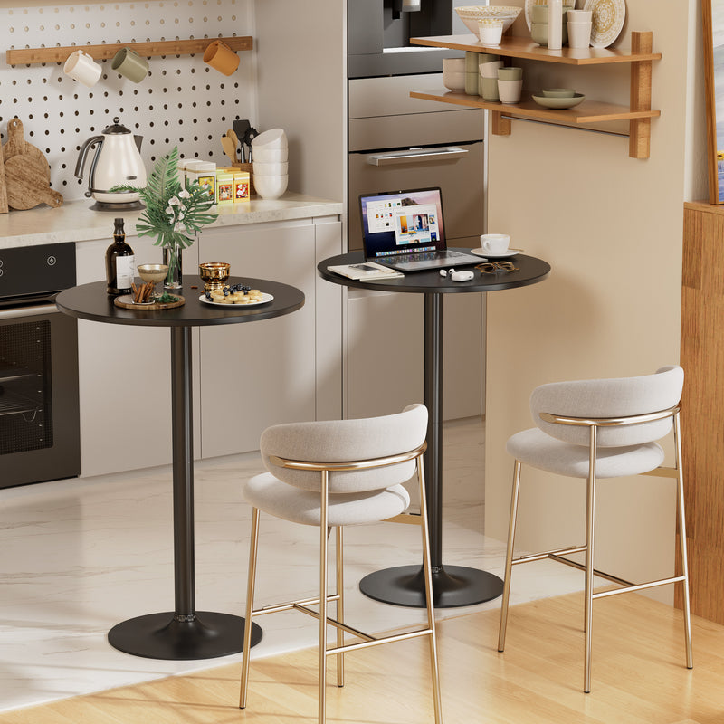 Homall Bistro Pub Table Round Bar Height Cocktail Table Metal Base MDF Top Obsidian Table with Black Leg 23.8-Inch Top, 39.5-Inch Height