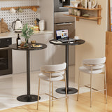 Homall Bistro Pub Table Round Bar Height Cocktail Table Metal Base MDF Top Obsidian Table with Black Leg 23.8-Inch Top, 39.5-Inch Height