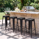 Vyrox Metal Bar Stools Set of 4, 30 Inch Bar Height Stackable Backless Industrial Stools with Footrest, Indoor & Outdoor