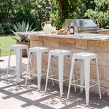 Vyrox Metal Bar Stools Set of 4, 30 Inch Bar Height Stackable Backless Industrial Stools with Footrest, Indoor & Outdoor