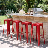 Vyrox Metal Bar Stools Set of 4, 30 Inch Bar Height Stackable Backless Industrial Stools with Footrest, Indoor & Outdoor